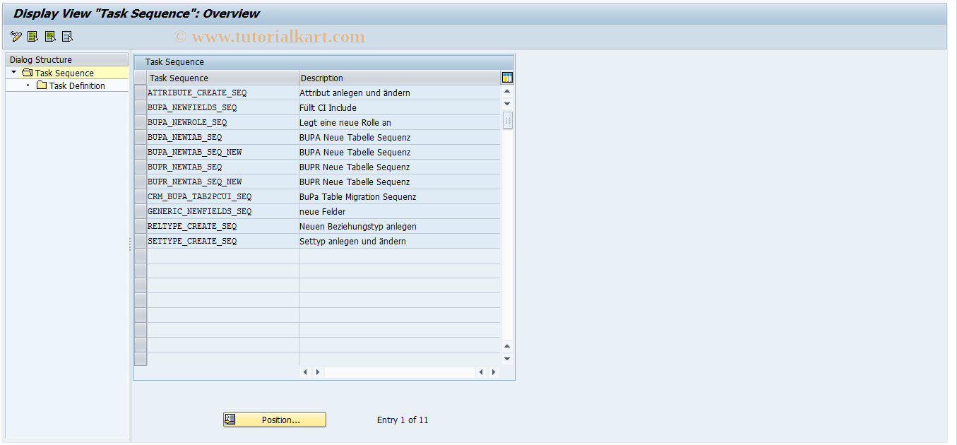 SAP TCode OXT6 - Task Sequence Maintenance