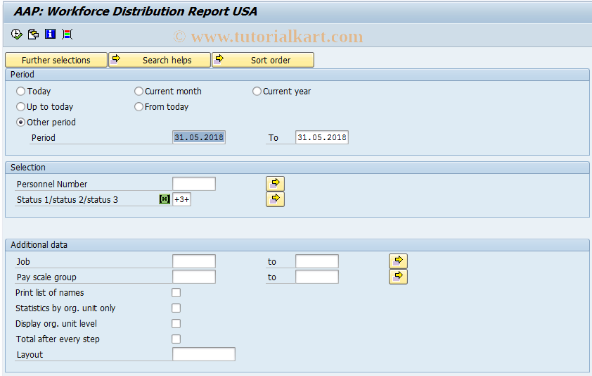 SAP TCode P000_M10_AAPW - AAP: Workforce distribution report