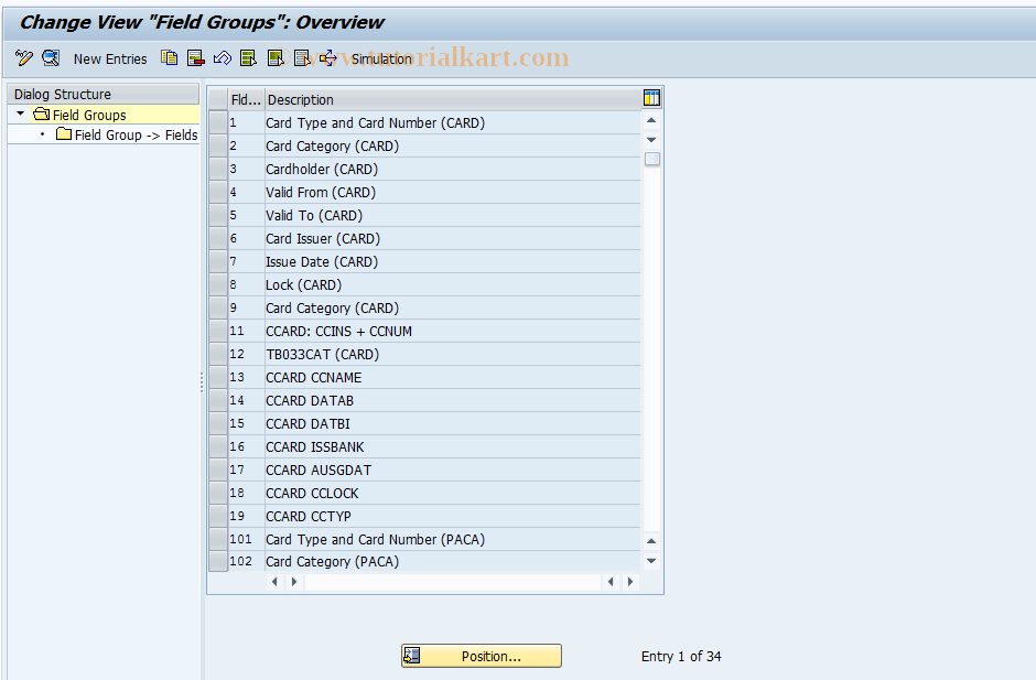 SAP TCode PAC0002 - Field Groups
