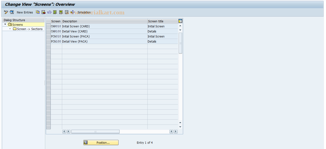 SAP TCode PAC0005 - Screens