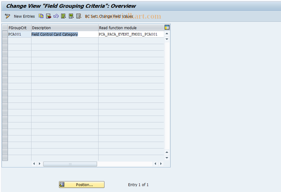 SAP TCode PAC0012 - Field Grouping Criteria