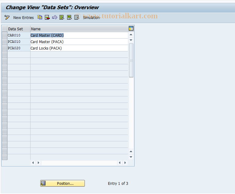 SAP TCode PAC0023 - Data Sets