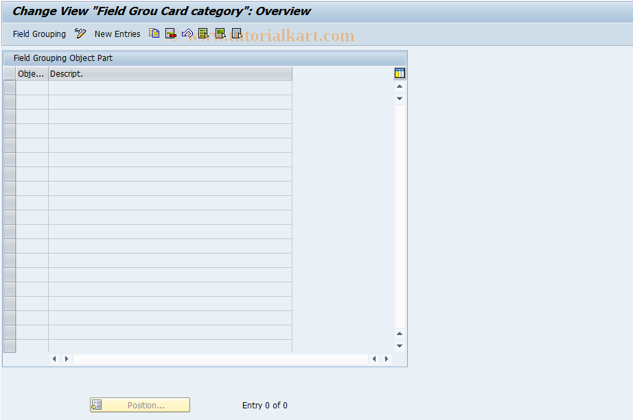 PAC0101 SAP Tcode Field Control Payment Card Type Transaction Code