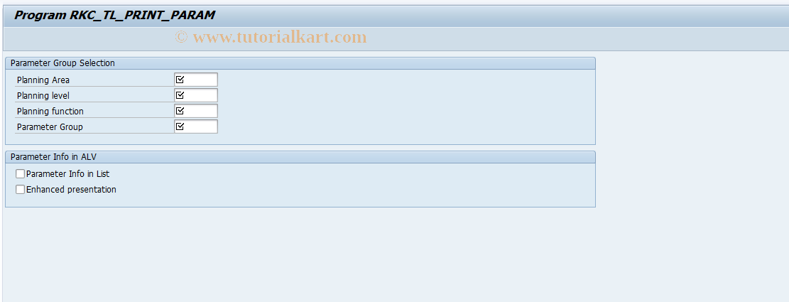 SAP TCode PARA - Print Paremeter Group