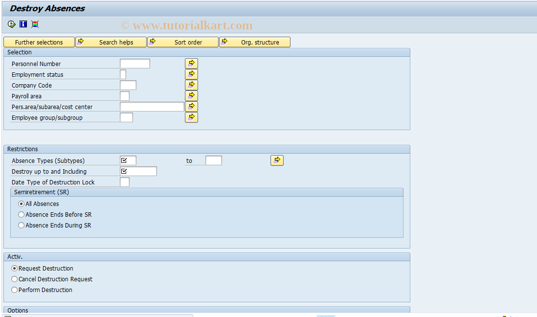 SAP TCode PC00_M01_ABS_DESTROY - Destroy Absences