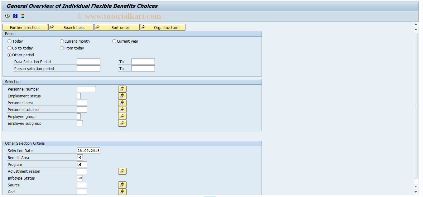 SAP TCode PC00_M05_LFBI - Total Overview Individual Flex. Ben. Chart 