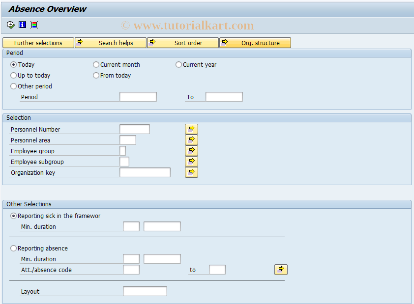 SAP TCode PC00_M05_LWPA - Absence Overview