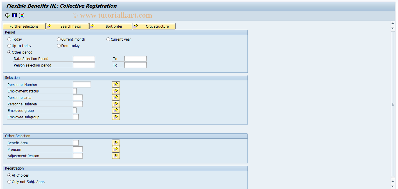 SAP TCode PC00_M05_UFBR - Register Collectively