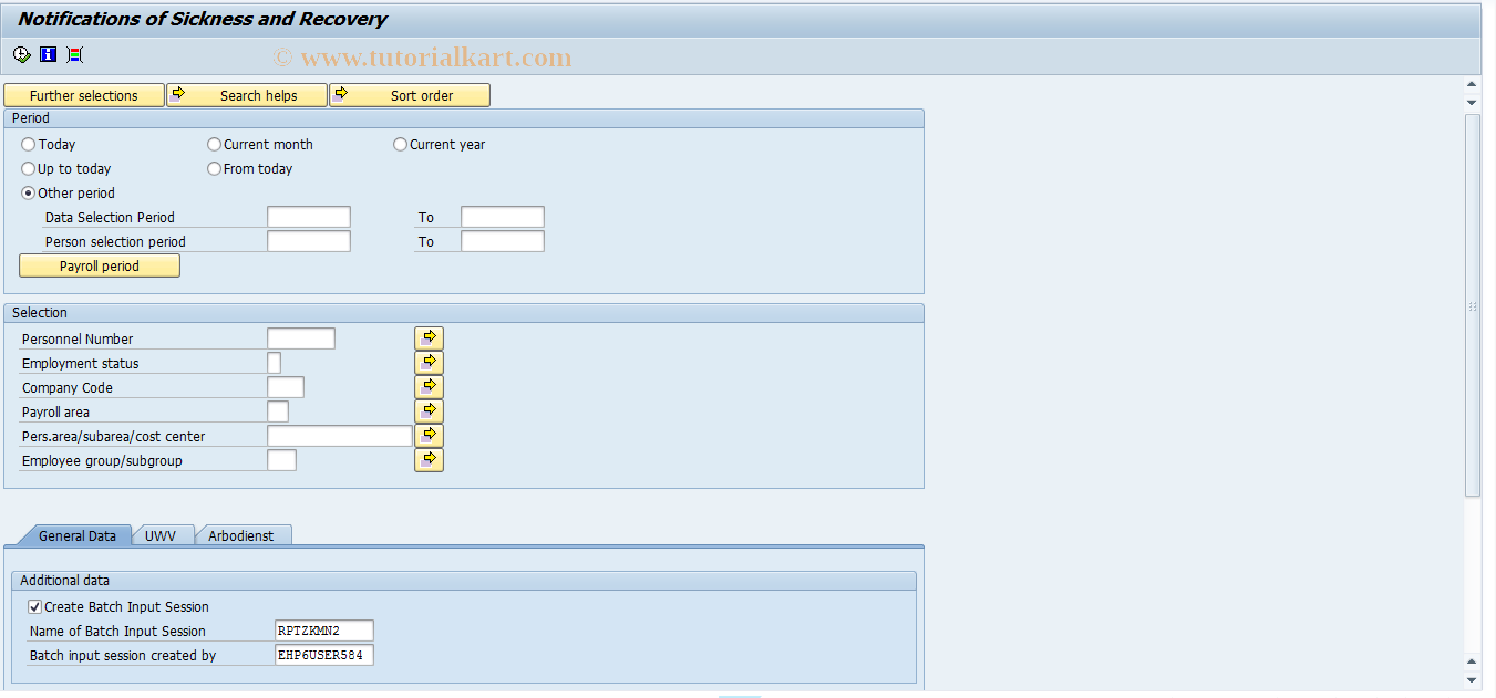 SAP TCode PC00_M05_ZKMN2 - Print Sickness/Recovery Notification