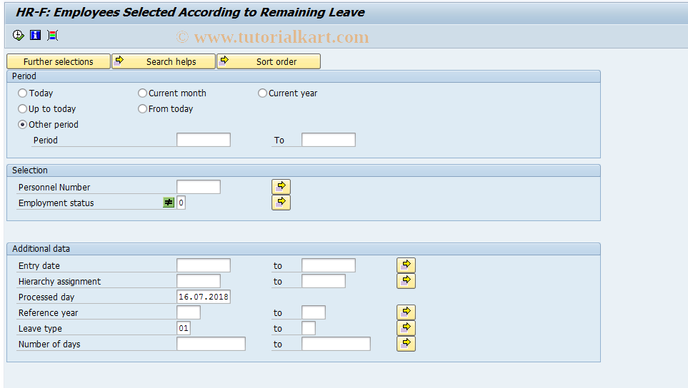 SAP TCode PC00_M06_RPTCONF00 - Employee Selection