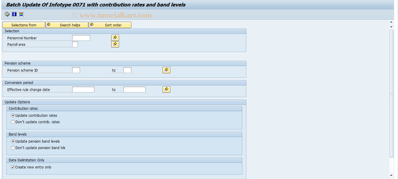 SAP TCode PC00_M08_RPPCUPG0_UP - Update the infotype 0071 with contri