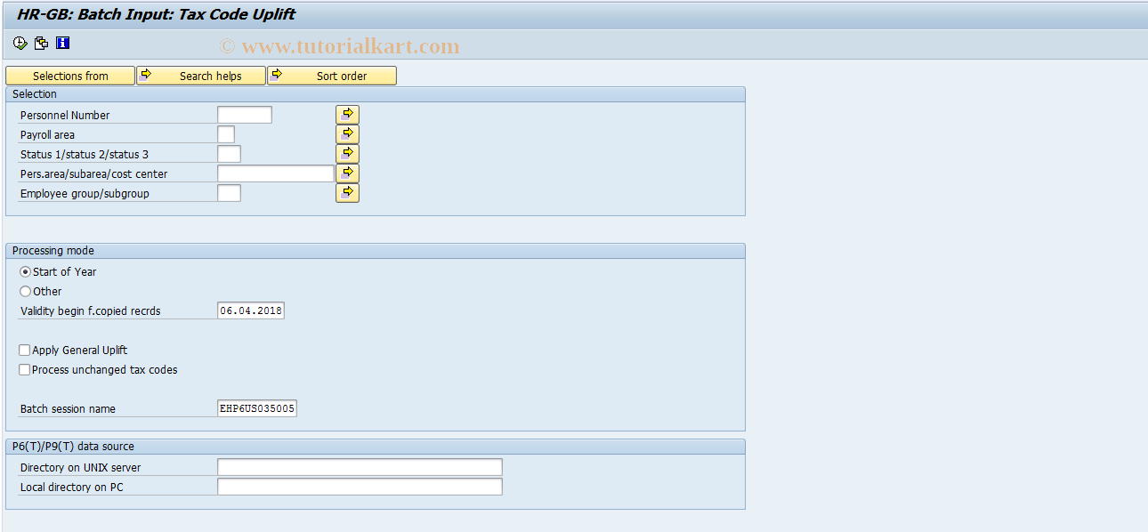 SAP TCode PC00_M08_RPUTCUG0 - Start-of-year tax code update 08