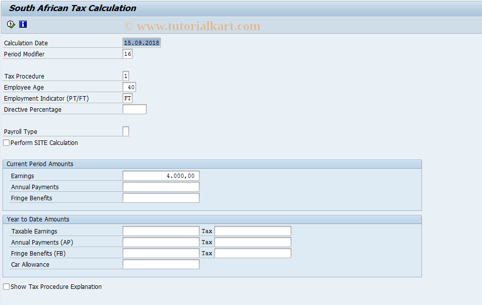 SAP TCode PC00_M16_RPCTAXW2 - RPCTAXW2