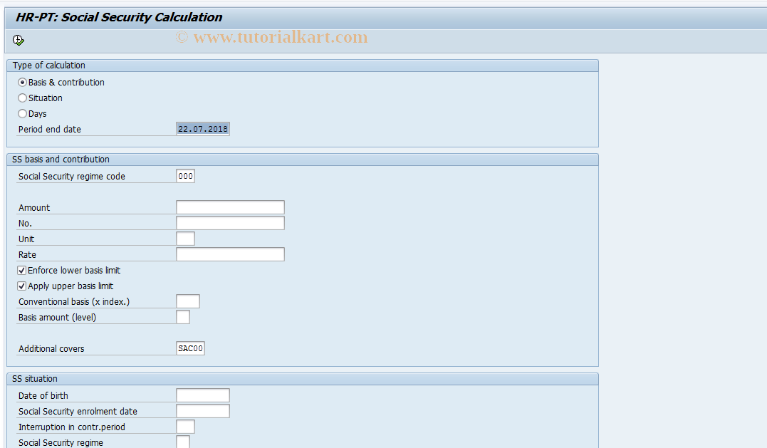 SAP TCode PC00_M19_RPCS97P0 - HR-PT: Social Security Calculation