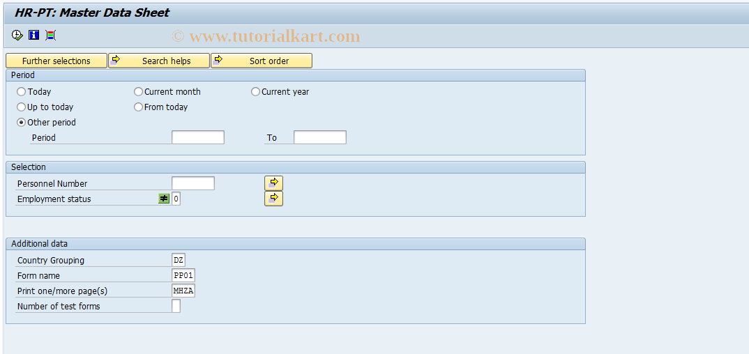 SAP TCode PC00_M19_RPPSTMP0 - Master data sheet