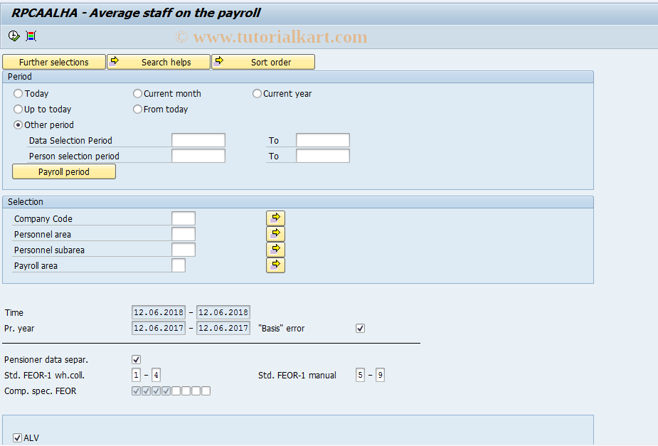 PC00 M21 RPCAALHA SAP Tcode Average Staff On The Payroll Transaction Code