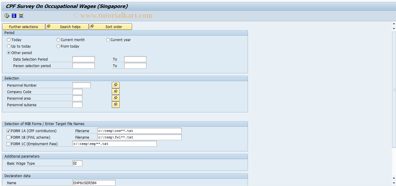 SAP TCode PC00_M25_CMIB - Run CPF Survey on Occupational Wages