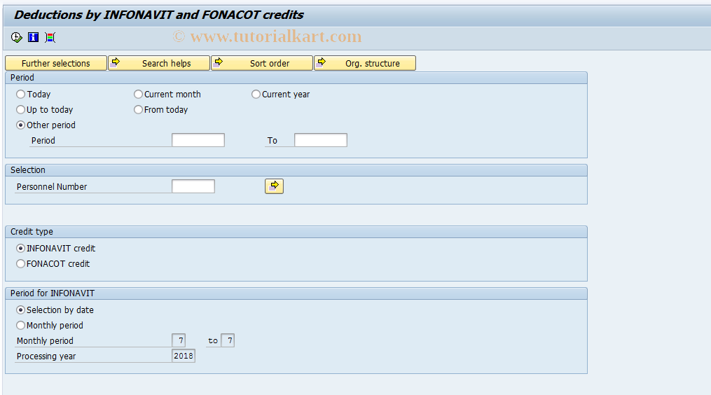 SAP TCode PC00_M32_CINF0 - FONACOT/INFONAVIT discounts made