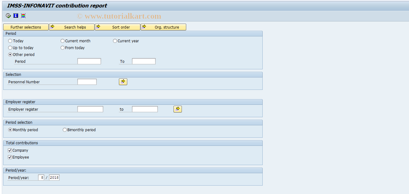 SAP TCode PC00_M32_CSSI0 - IMSS-INFONAVIT contributions