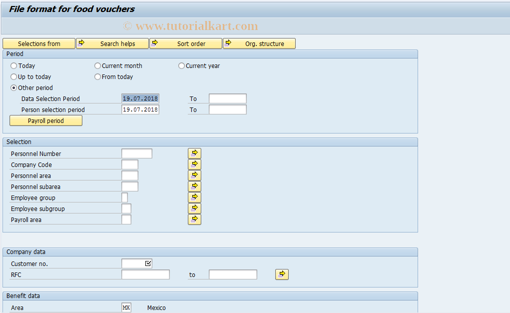 SAP TCode PC00_M32_CVAL0 - Food vouchers magnetic format