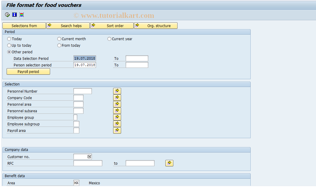 SAP TCode PC00_M32_FVAL0 - Food voucher format