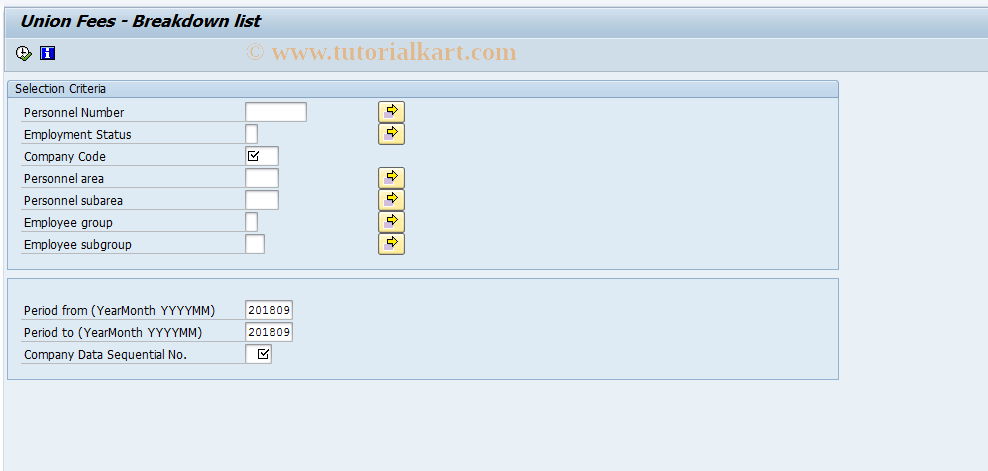 SAP TCode PC00_M45_UNF0 - Union Fees - Breakdown List