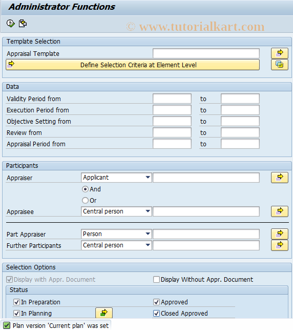 SAP TCode PHAP_ADMIN - Administrator - Appraisal Document