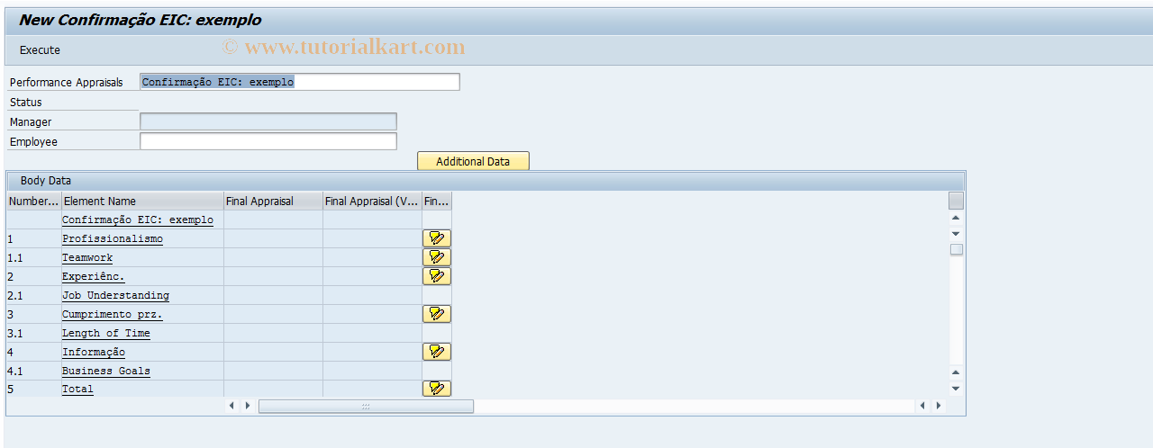 SAP TCode PHAP_CREATE - Create Appraisal