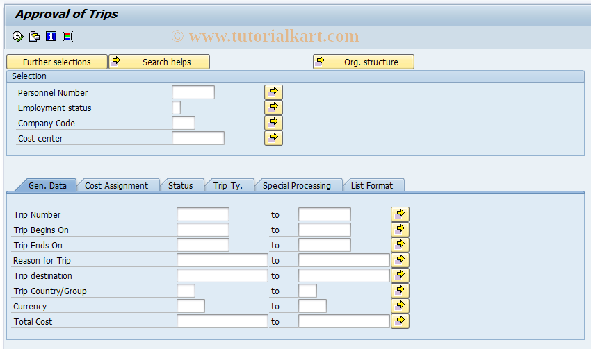 SAP TCode PRAP - Approval of Trips