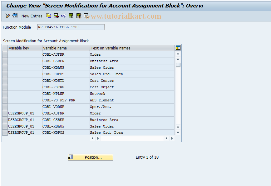 SAP TCode PRC2 - Customizing Coding Block 1200