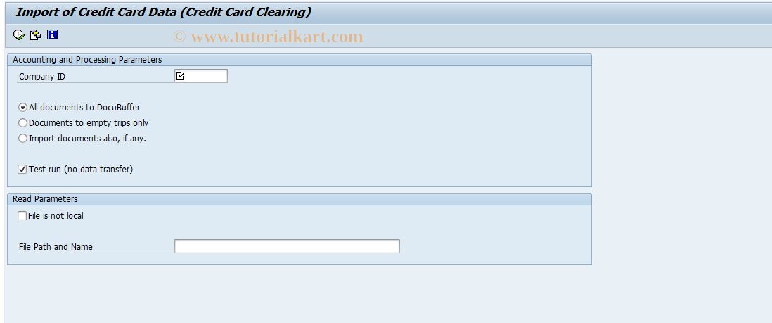 SAP TCode PRCC - Import Credit Card Files