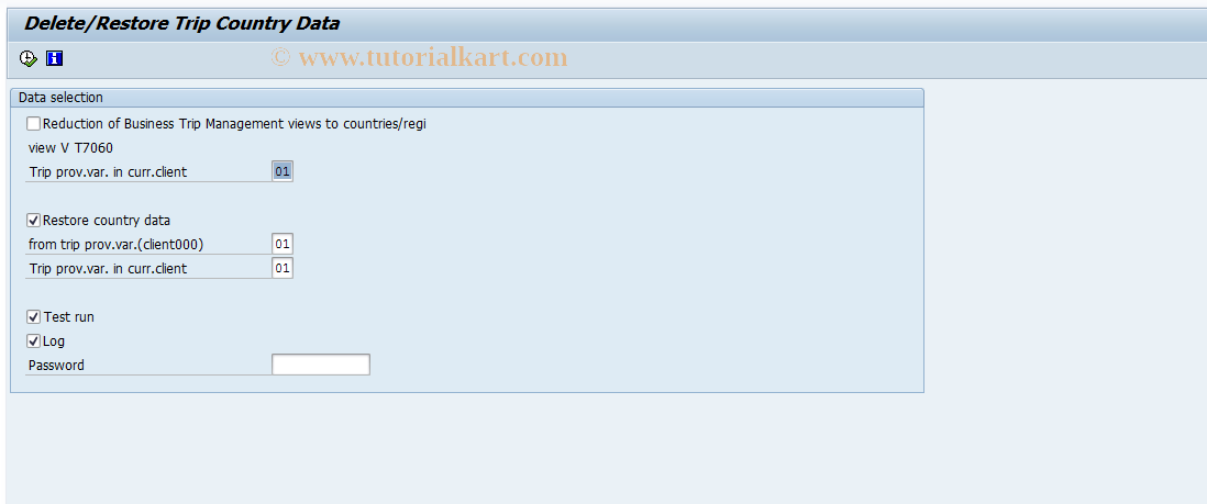 SAP TCode PRCD - Delete/Copy Trip Countries