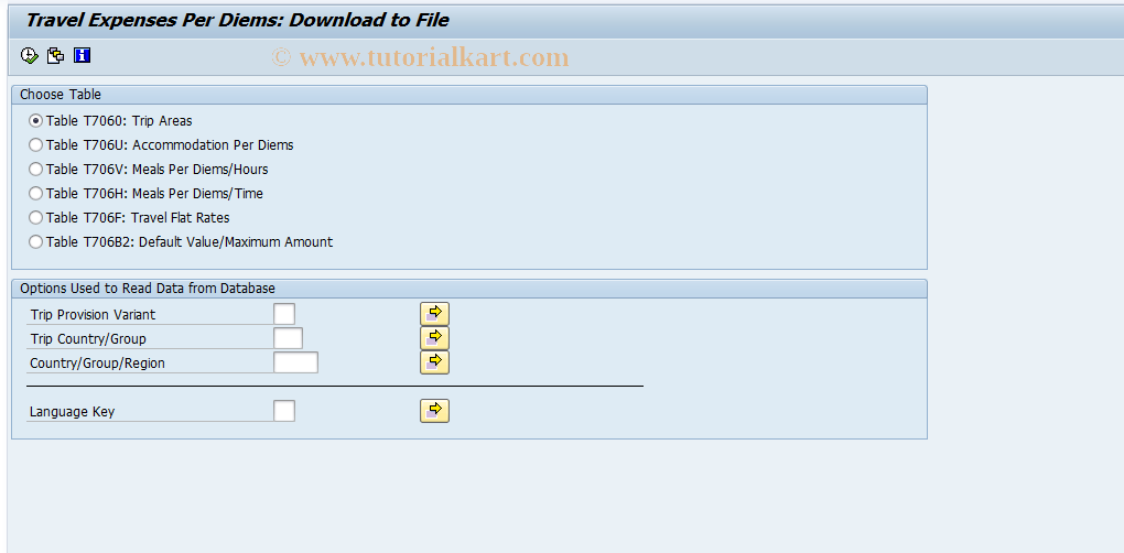 SAP TCode PRCR - Travel Expense PDs/FRs: Download