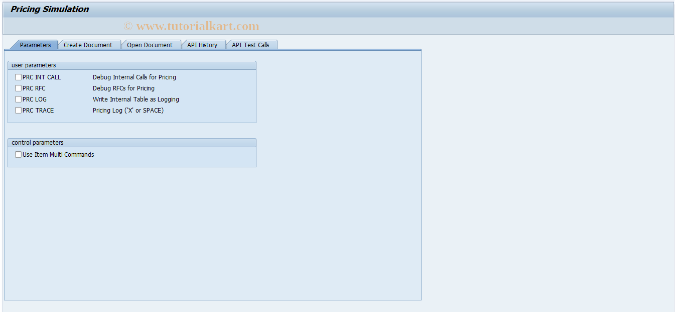 SAP TCode PRC_SIMULATION - Pricing Simulation