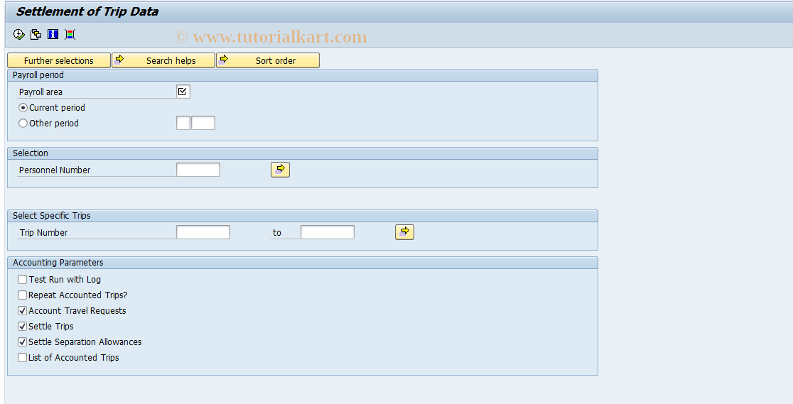 SAP TCode PREC - Travel Expenses Accounting Program