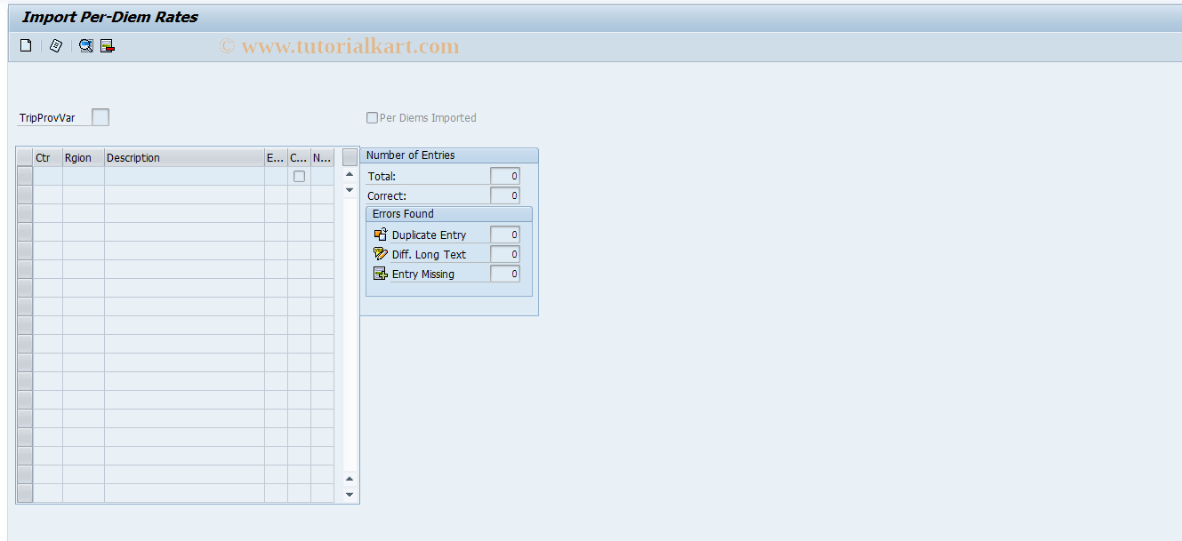 SAP TCode PREP - Import Program for Per Diems