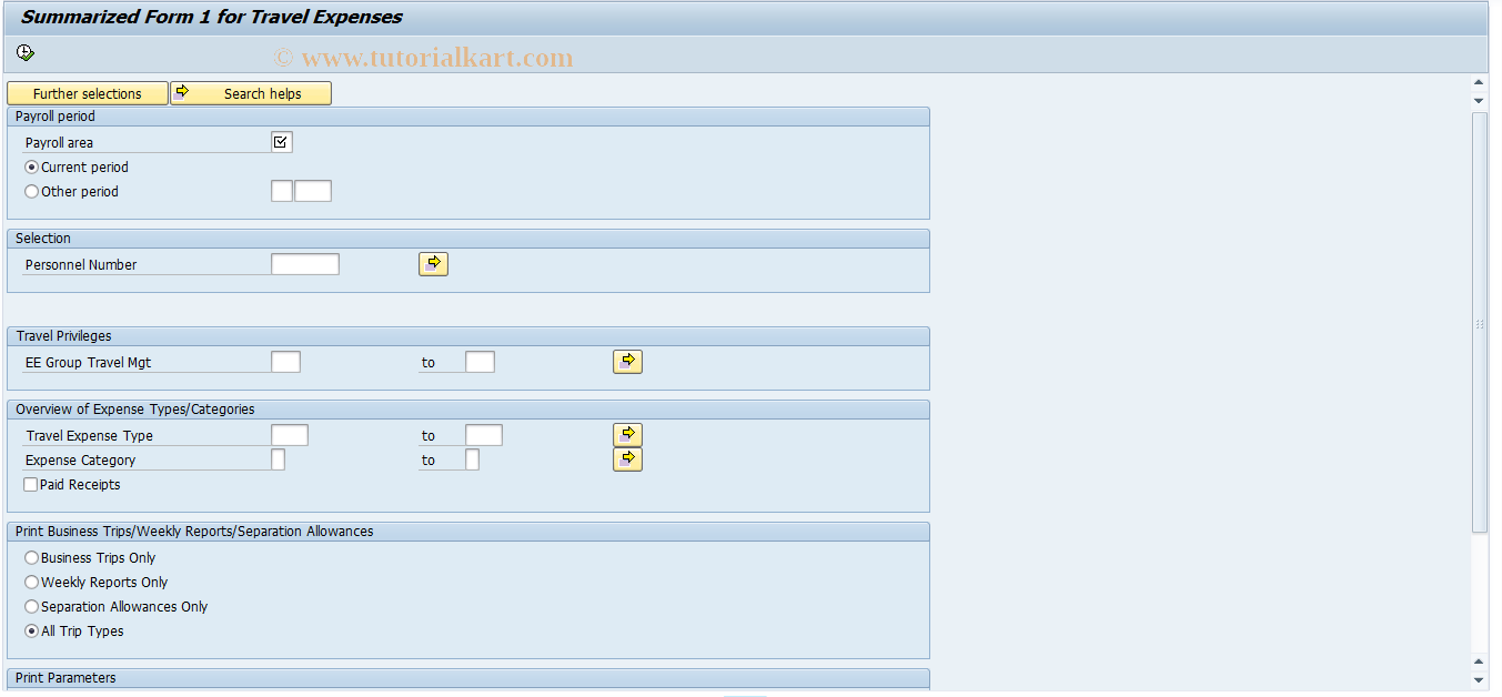 SAP TCode PRF1 - Summarized Form 1