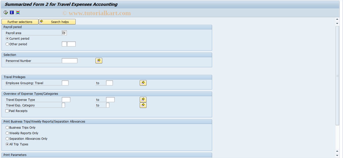 SAP TCode PRF2 - Summarized Form 2