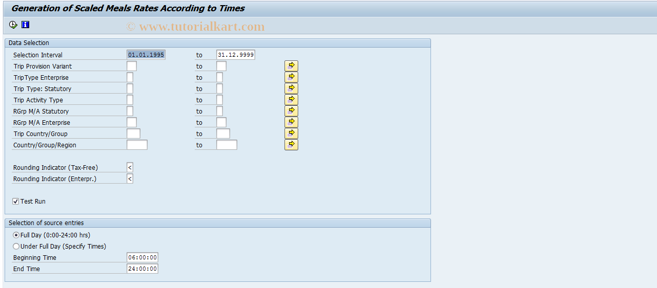 SAP TCode PRHH - Scale Maximum Amounts for Meals