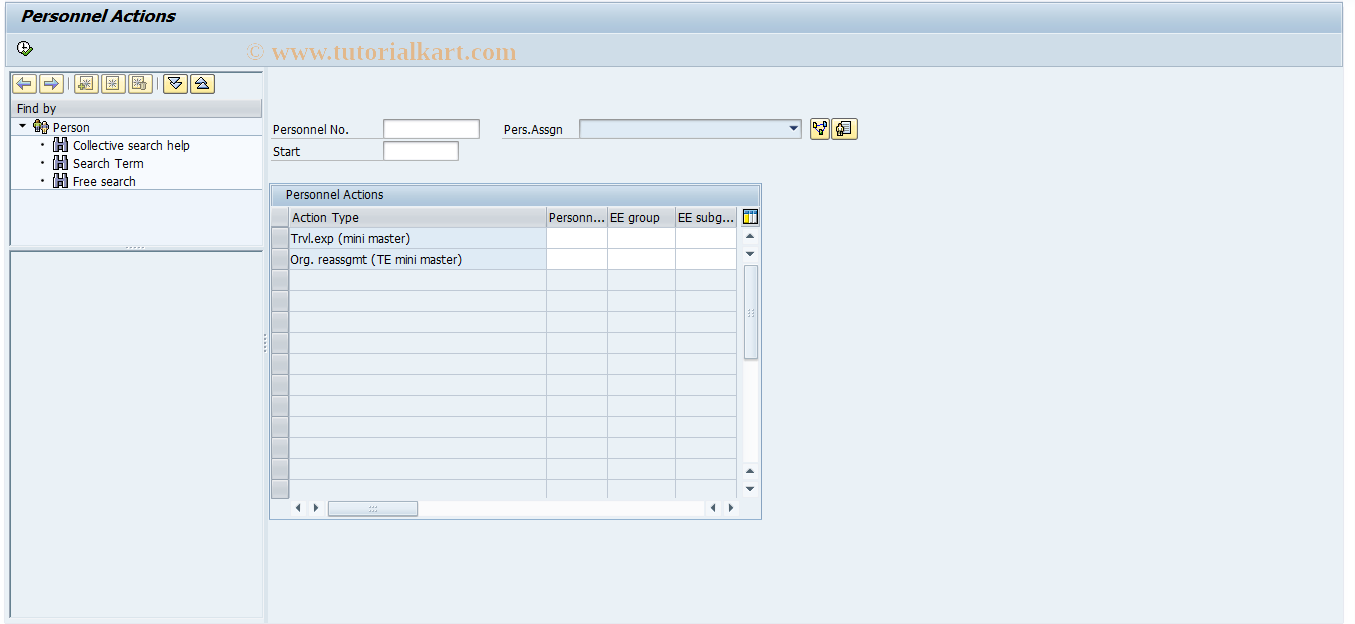 SAP TCode PRMM - Personnel Actions