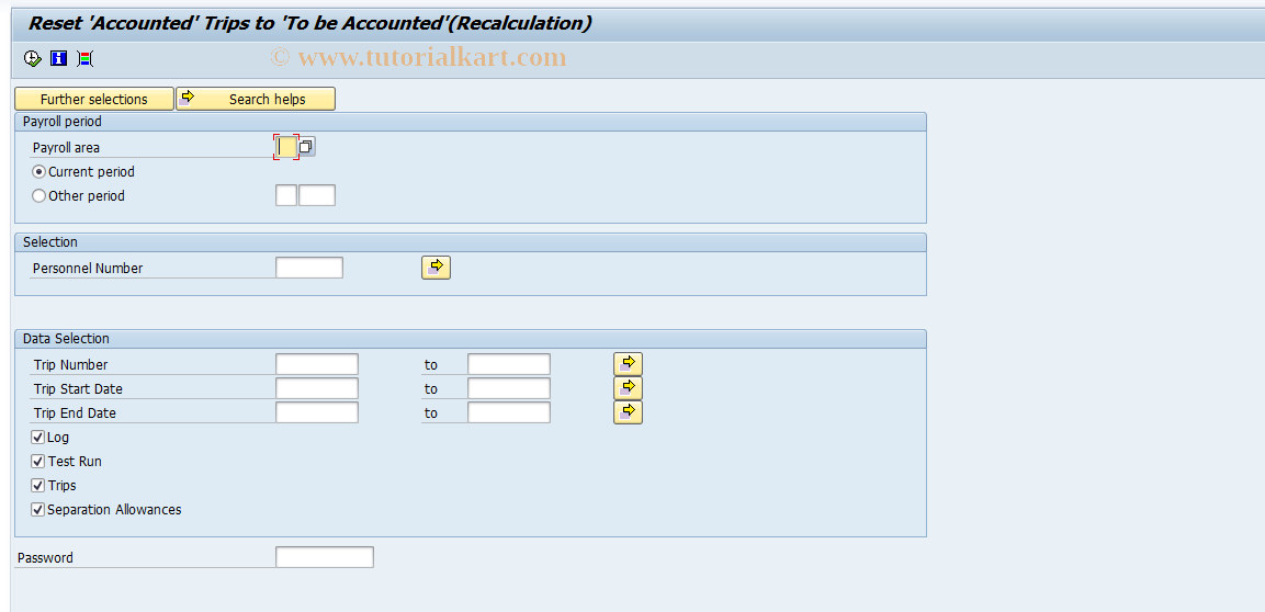 SAP TCode PRRL - Reset Trips to 'To be Accounted'