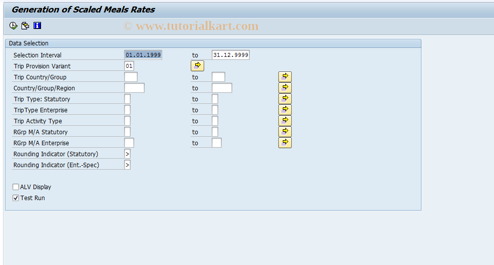 SAP TCode PRVH - Scale Maximum Amounts for Meals