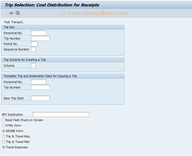 SAP TCode PR_WEB_1710 - Cost Distribution for Receipts