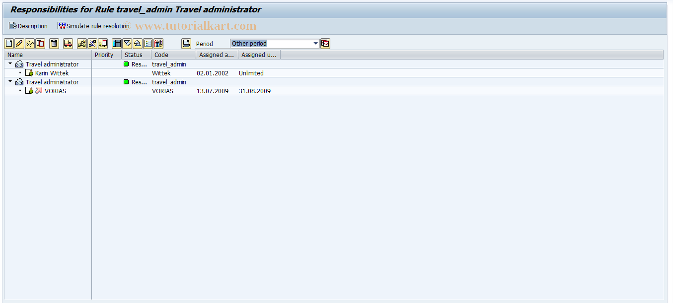 SAP TCode PTRV_RESPO - Contact Partner Responsibilities