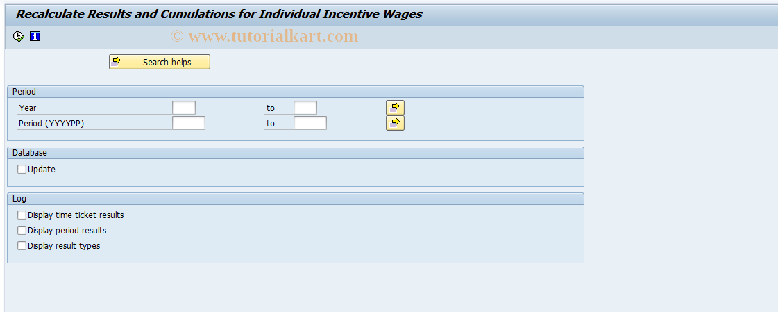 SAP TCode PW70 - Recalculate Individual Incentive Wages