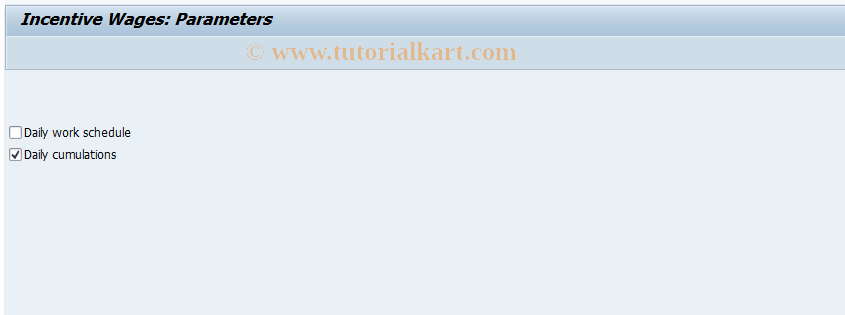 SAP TCode PW91 - Incentive Wages: Control Parameters