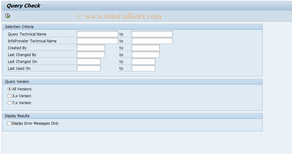 SAP TCode QCHECK - Check Query