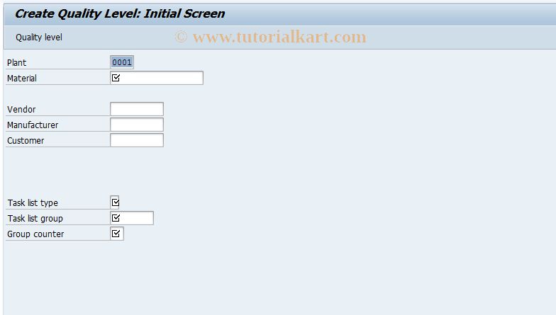 SAP TCode QDL1 - Create quality level