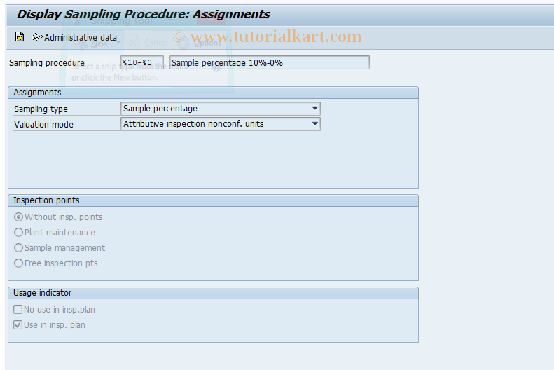 SAP TCode QDV3 - Display sampling procedure