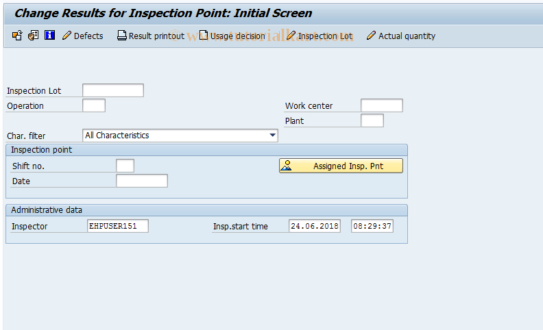SAP TCode QE12 - Change results for inspection point